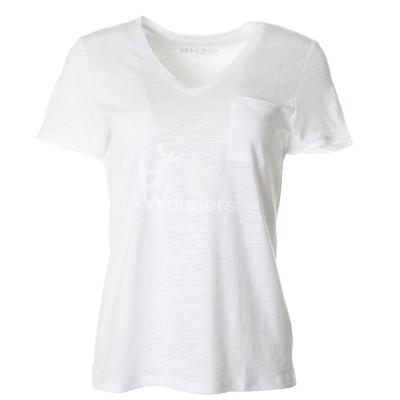 China Women' S Cotton V Neck Breathable Sports T Shirts With Chest Pocket Customized for sale