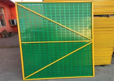 China Green Mesh Yellow Frame Construction Safety Screens Movable Perforated for sale
