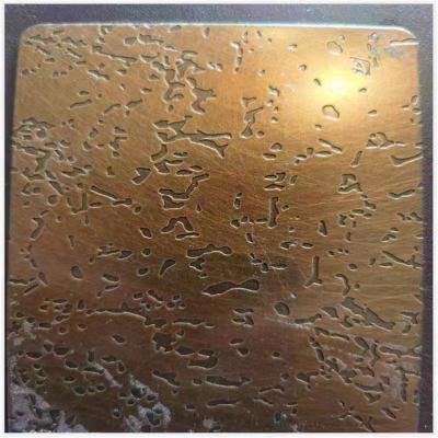 China El tamaño modificado para requisitos particulares grueso superficial de oro inoxidable coloreado de las hojas de acero 304 0.2m m laminó en venta