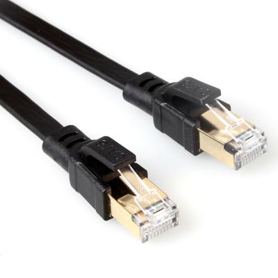 China Flat SFTP RJ45 Cat8 Patch Cable 40Gbps 2000Mhz Black Color Durable for sale