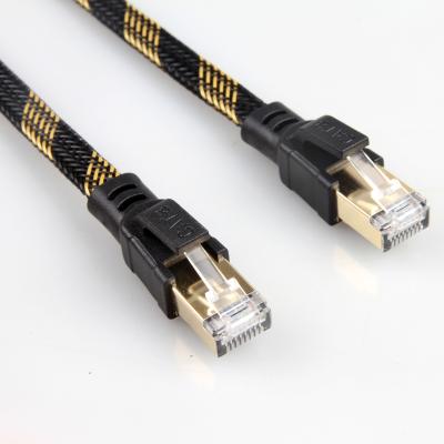 China Stable RJ45 Cat8 Patch Cable Nylon Braided Black Yellow High Speed for sale