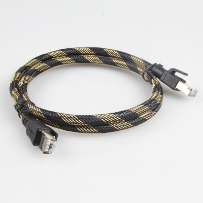 China SFTP RJ45 Cat 8 Outdoor Ethernet Cable Nylon Braided Black Yellow for sale