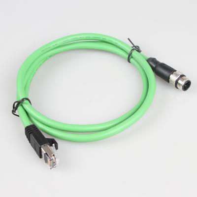 China Green Camera Industrial Ethernet Cable M12 4Pin To RJ45 Gigabit Stable for sale