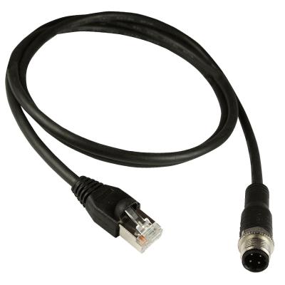 China M12 To Rj45 Gigabit Industrial Ethernet Cable Cat5e Cat6 Black Color for sale