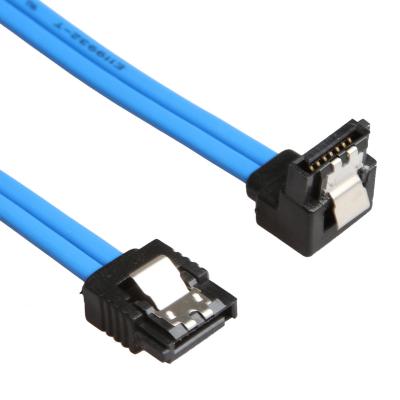 China Cable práctico azul de SATA 3 6GB S con la fijación del cierre recto al enchufe de 90 grados en venta