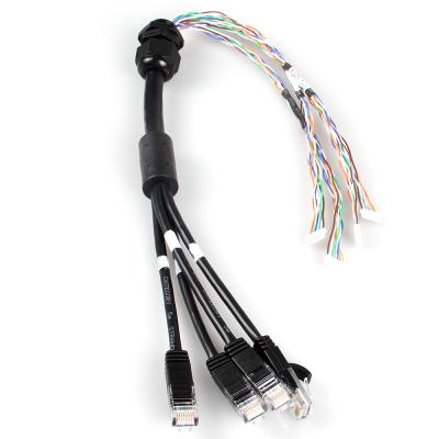 China Prenda impermeable 4 en 1 cable de Ethernet del gato 6a, 4 cable del tronco del varón RJ45 Cat6a de la rama en venta