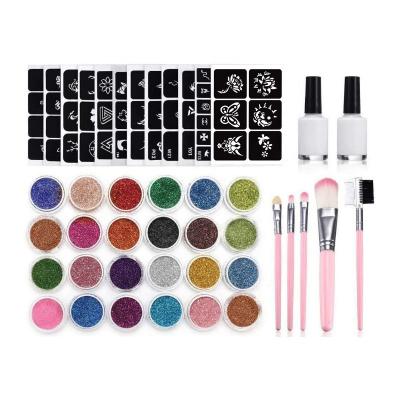 China Face Glitter Makeup Set for Kids Body Hair Christmas Gift with Tattoo templates Brushes Quick Dry Glitter for sale