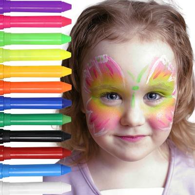 China 12 Color UV Glow In The Dark Kids Face Paint Pen Crayons for Halloween Christmas Makeup party for sale