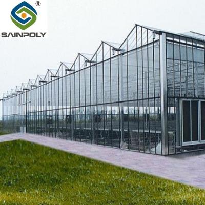 China Agriculture Aluminum Roof Multi Span Greenhouse Commercial Glass Greenhouse for sale