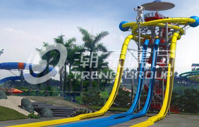 China Large Fiberglass Water Slides Equipment , Garden Water Slide For 4 Guests Per Time for sale