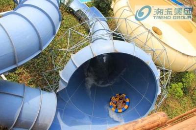 China Toboganes acuáticos galvanizados de la fibra de vidrio del equipo del parque de la aguamarina del acero de carbono de la rabieta para la aventura en venta