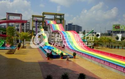 China Rainbow FRP Custom Water Slides Commercial Outdoor Water Slides Red / Yellow / Green for sale