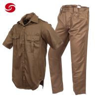 China Summer Brown Short Sleeve Military Police Uniform Police Officer Bush Shirt for sale