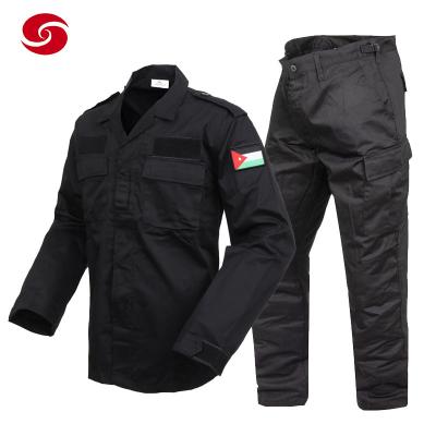 China Long Sleeve Black Cotton Police Security Guard Uniform Shirt Suit for sale