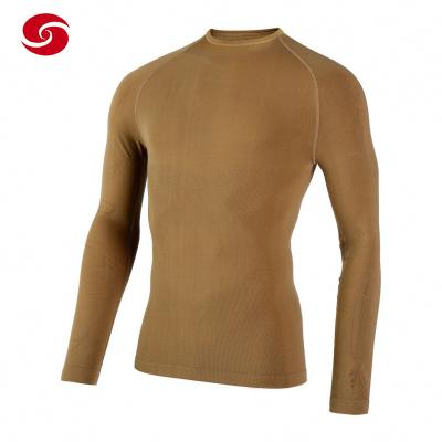 China Long Sleeve Brown Military Tactical Shirt Breathable Round Neck Shirt For Man for sale