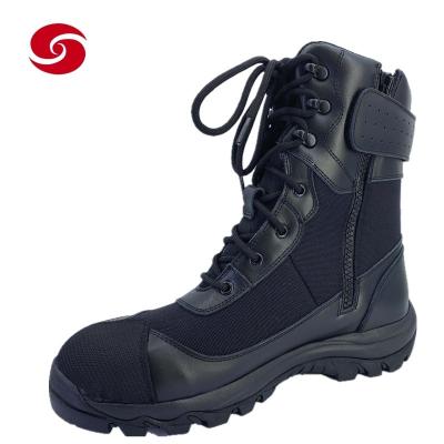 China Black Leather Combat Tactical Military Army Police Outdoor Travel Training Boots for sale