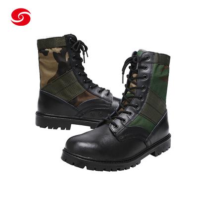 China Black Camouflage Leather Military Combat Shoes Army Jungle Boots for sale