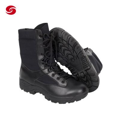 China Black Tactical Military Combat Shoes Army Combat Boots Solider Leather Boots for sale