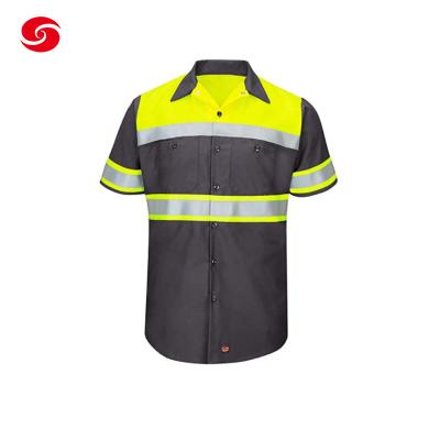 China Short Sleeve Safety Work Suit With Visibility Reflective Tape for sale