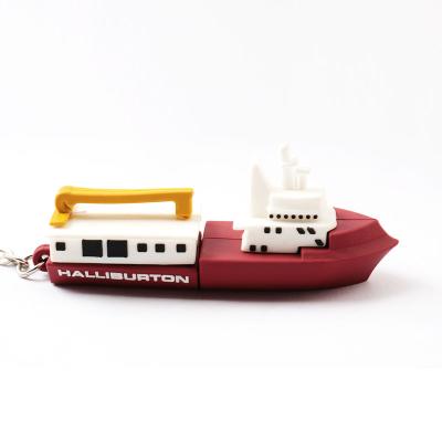 China 3D Boat Shapes PVC Customized USB Flash Drives 128GB H2 Testing for sale