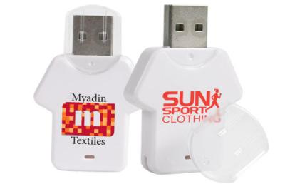 China La camiseta forma memoria USB blanca plástica del palillo 16GB 32GB del USB 2,0 3,0 ROHS en venta