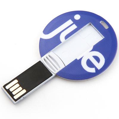 China La tarjeta de crédito de 128GB UDP USB pega 2,0 el logotipo de la impresión de Mini Round Shapes CMYK en venta