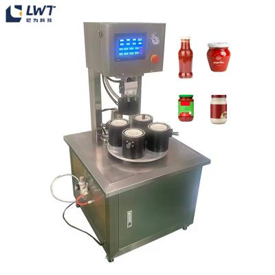 China Automatic Glass Jar Screw Capping Machine Jam Vacuum Glass Bottle Sealer Machine for sale
