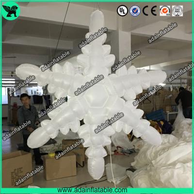 China 1.5m 210T Polyester Cloth White Inflatable Snowflake For Christmas Decoration for sale