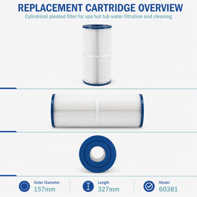 Spa Hot Tub Filter 60381 Replacement Cartridge for Swimming Pool Hot Tub, Pleated Water Filter Cartridge