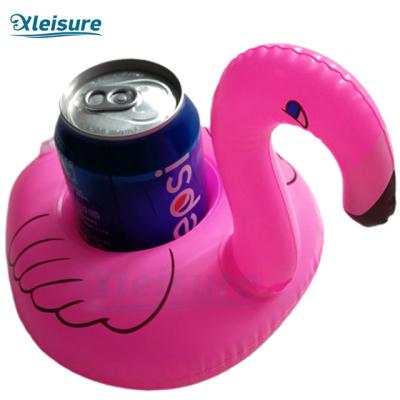 China Plastic Portable Pink Flamingo Pool Floating Custom Inflatable Glass Holder Float Drink Coaster for sale