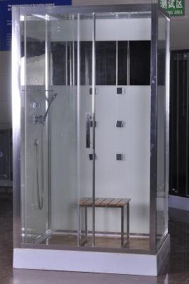 China 1200x800x2150mm Rectangular Shower Cabins With Bamboo Seat for sale