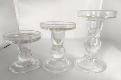 China 3 pcs  Crystal Clear Candlesticks With Elegant Design for Pillar Taper for sale