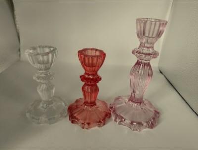 China 3pcs Glass Candlestick Holder set for sale
