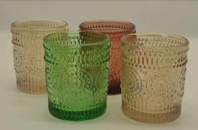 China embossed designed Glass Candle Tealight Holders for sale