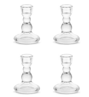 China Glass Candle Holders for Candlestick 4pcs Taper Candlestick Holders Bulk Clear Candle Sticks Holder for sale