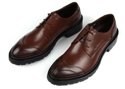 China Any Logo Mens Leather Dress Shoes With Stitches Britain Styles Brown Leather Dress Shoes for sale