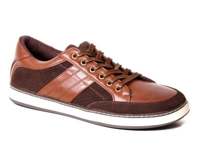 China Brown Classic Mens Lace Up Sneakers , ODM Men Genuine Leather Casual Shoes for sale
