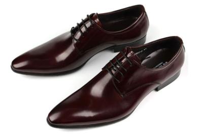 China Oxford Style Mensen Lederschoenen Donkerrood / Zwart Lace Up Dress Shoes Te koop