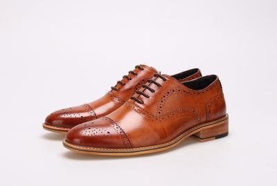 China British Style handmade Men's Dress Shoes Genuine Leather Oxford Brogues Formal Shoes for sale