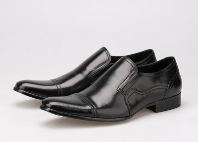 China Formal Business Men'S Wedding Dress Shoes Wear Resistant Flat Black Leather Slip On Shoes for sale