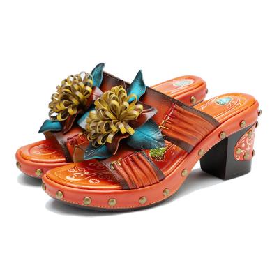 China Handmade Fashion Women Sandals Slippers 3D Flowers Platform Slipper Shoes for sale