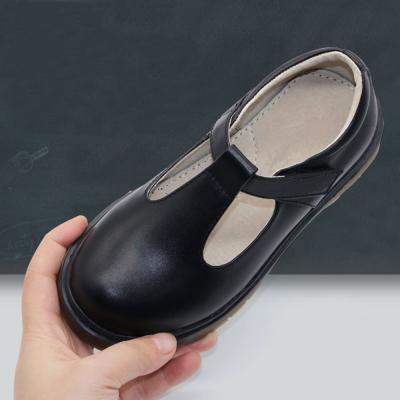 Chine Chaussures d'école en cuir noir personnalisées avec talon plat / semelle en caoutchouc à vendre