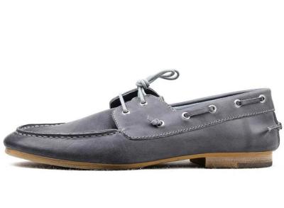 China Burnished Leather Men's Casual Shoes / Luxury Handsewn Boat Shoes for sale