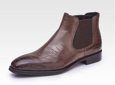 China Botas de calzado masculino de pie redondo de pie de cuero masculino de cordones botas de cremallera en venta