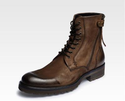 China Bullock Mens Brown Leather Dress Boots , Genuine Leather Martin Cowboy Boots for sale