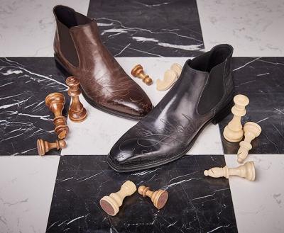 Китай Ручно изготовленные мужские натуральные кожаные ботинки / высокие ботинки для лодыжек экологически чистые продается
