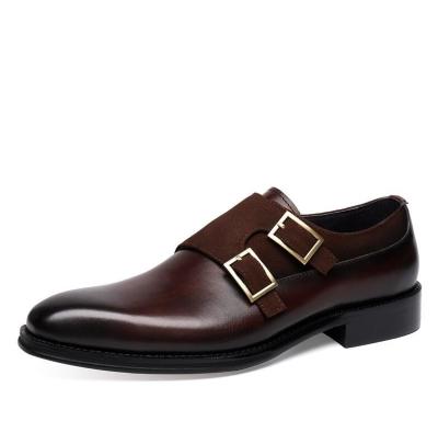 China Breathable Men's Dress Shoes Wear Resistant   Handmade Double Monk Strap Shoes for sale