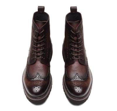 China Fashion Ankle Genuine Warm Leather Boots , Work Shoes For Men Lace Up Closure Type for sale