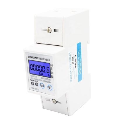 China High Quality White DIN Rail Single Phase Two Wire Digital Power Meter for sale