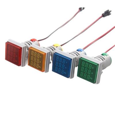China 22mm mini Square led indicator ammeter voltmeter frequency signal light/lamp AVHz multi meter for sale